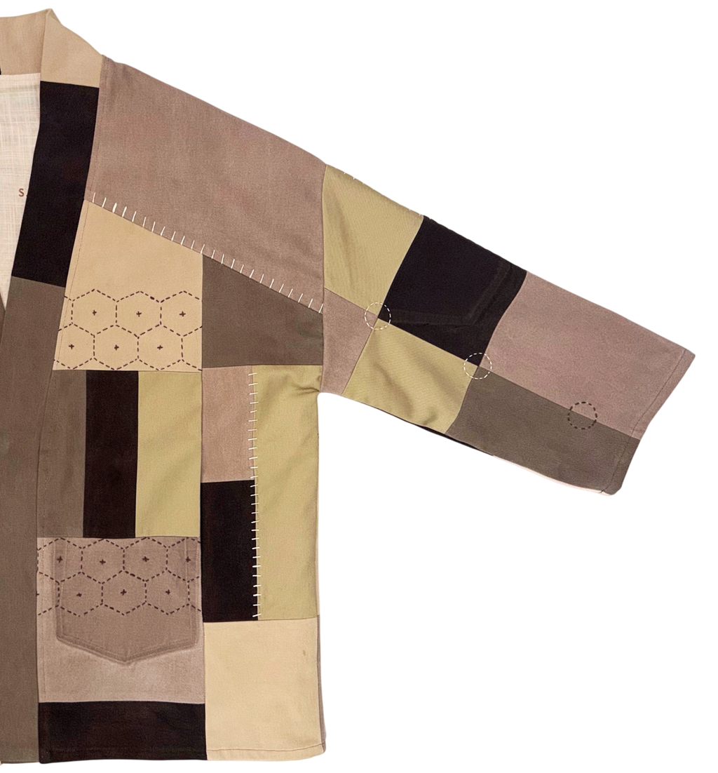 HAORI in cream/brown