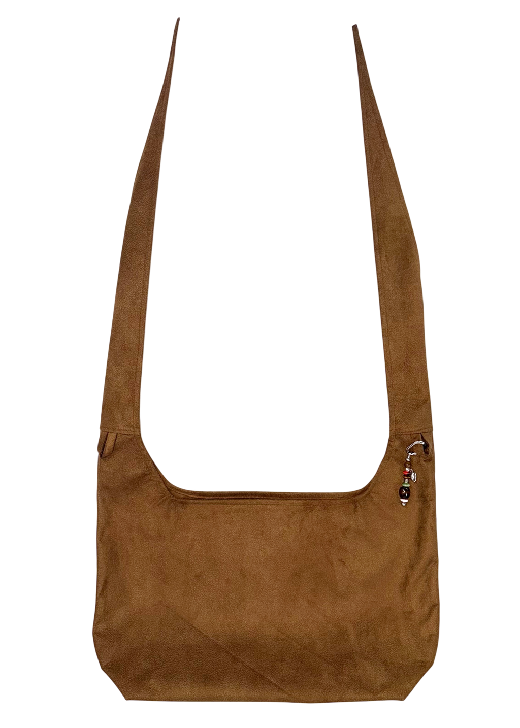 horn knot bag in brown faux suede