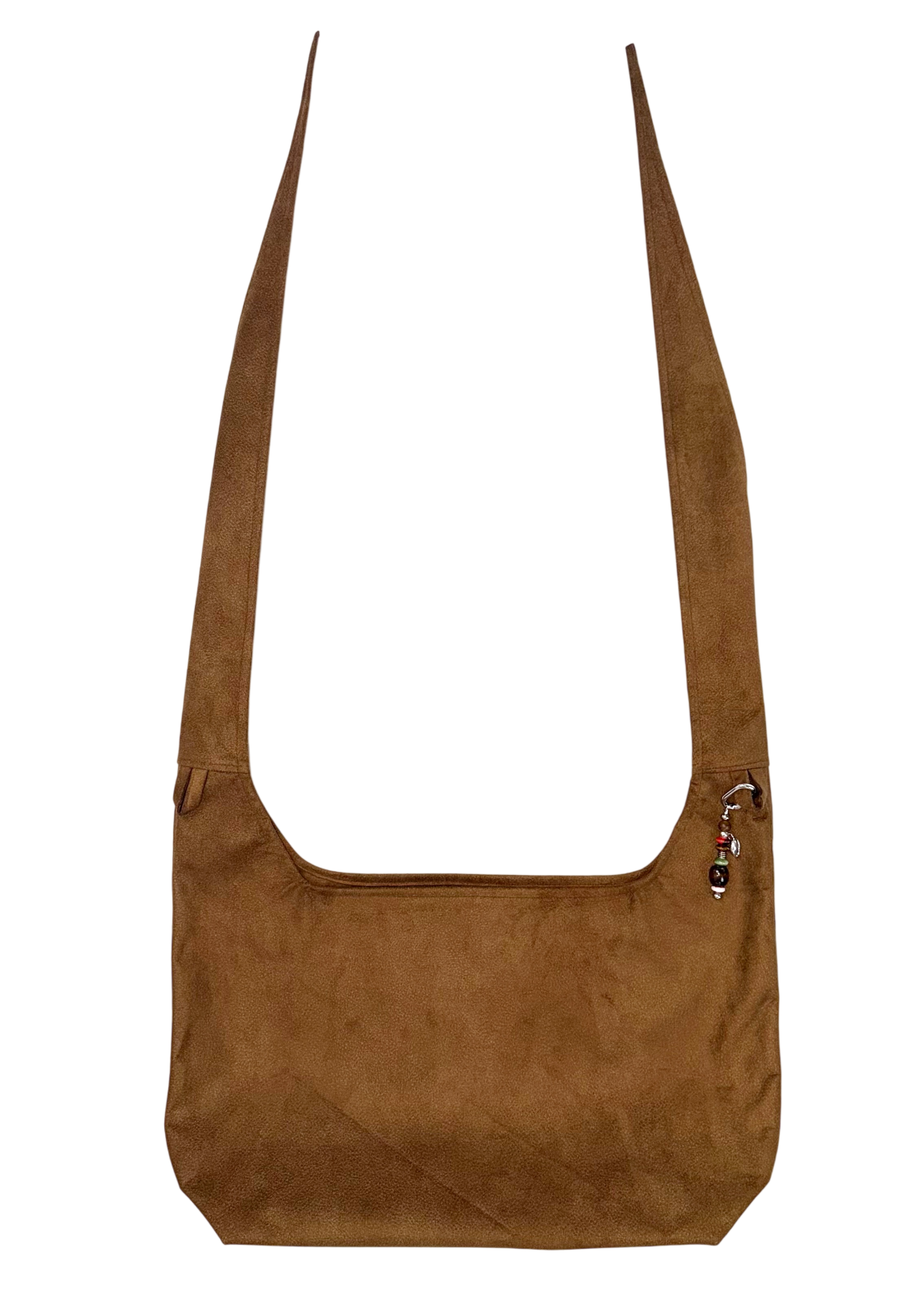 horn knot bag in brown faux suede
