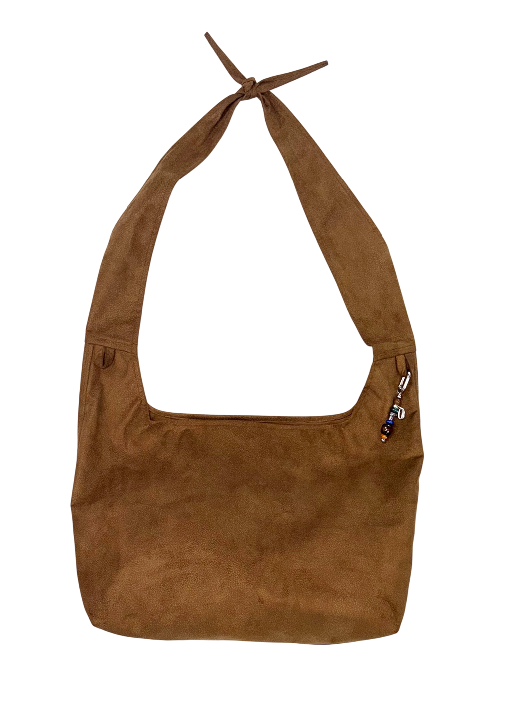 horn knot bag in brown faux suede