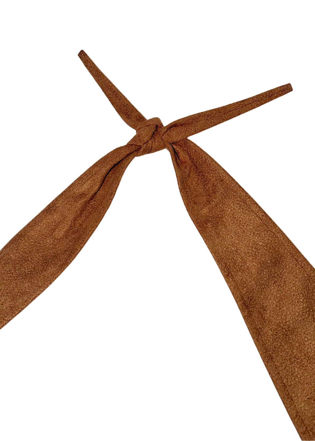 horn knot bag in brown faux suede
