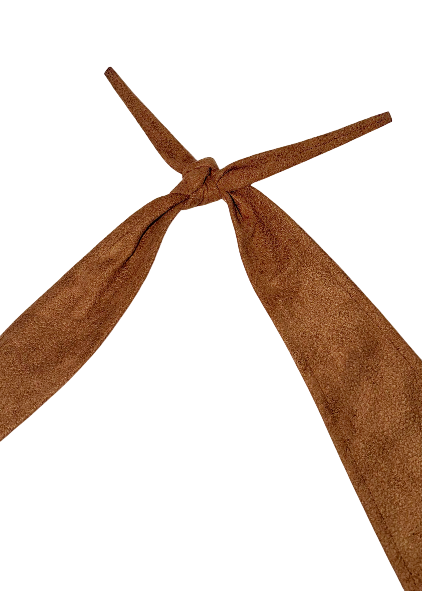 horn knot bag in brown faux suede